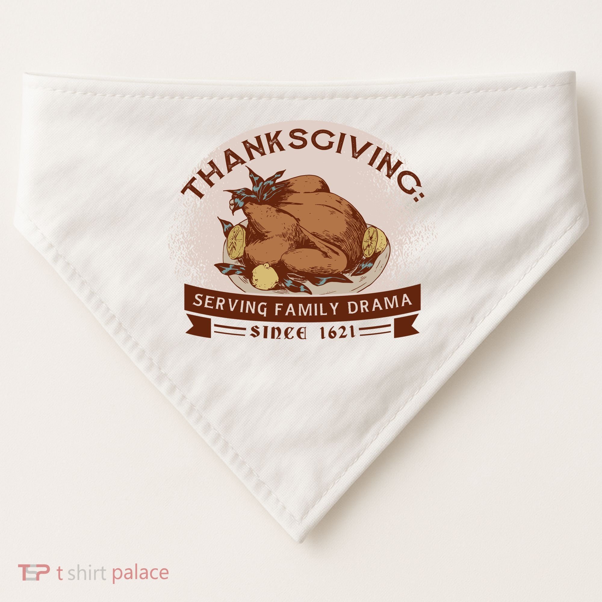 Thanksgiving Family Drama Funny USA-Made Doggie Bandana