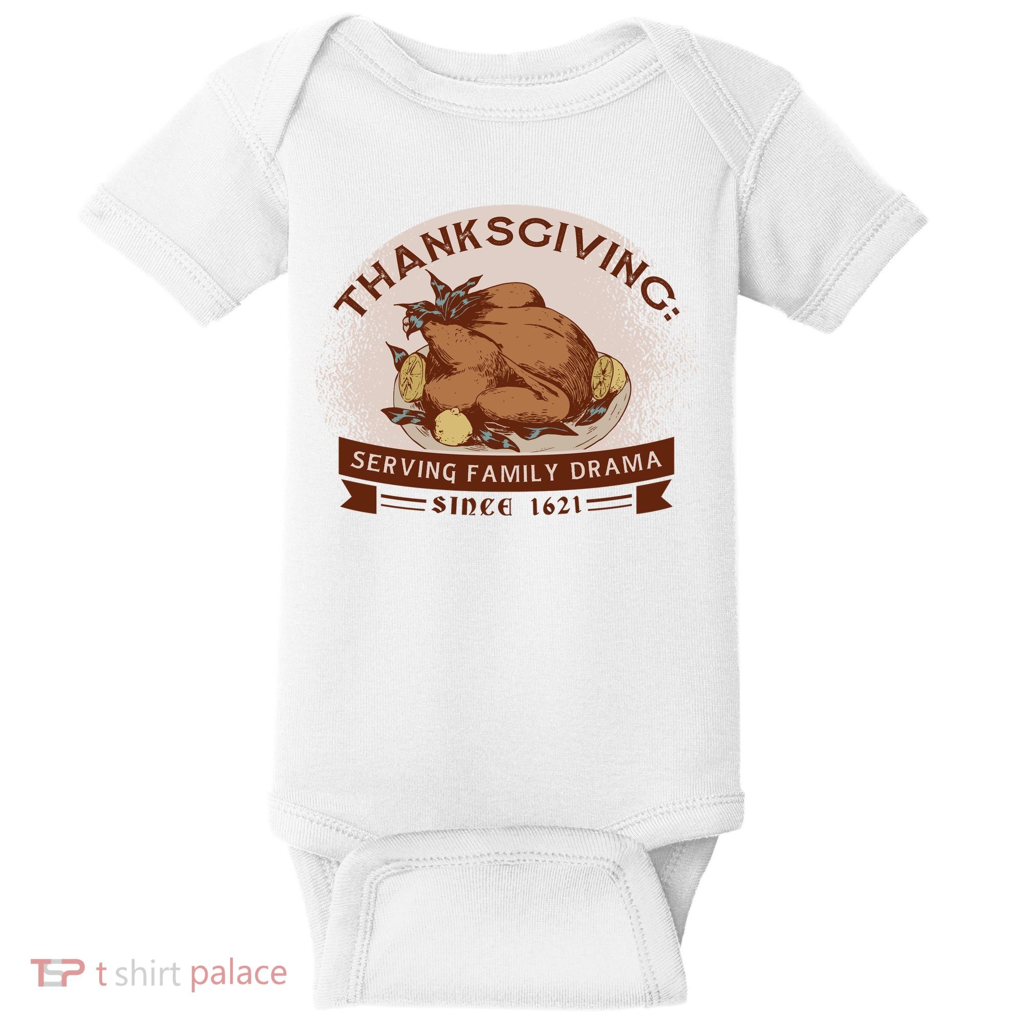 Thanksgiving Family Drama Funny Baby Bodysuit
