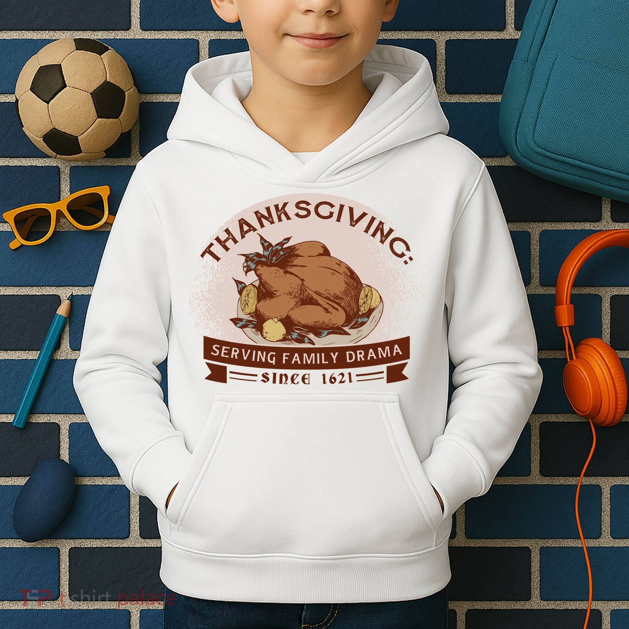 Thanksgiving Family Drama Funny Kids Hoodie