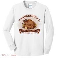 Thanksgiving Family Drama Funny Kids Long Sleeve Shirt thumb 0