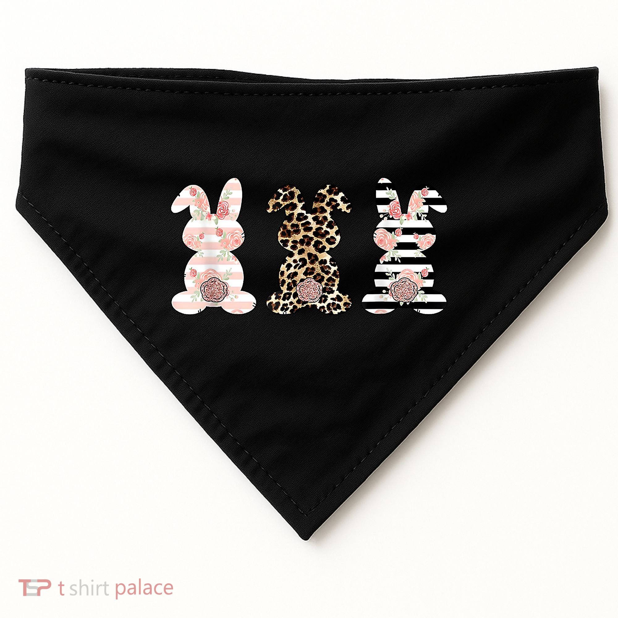 Trio Floral Easter Bunny Cute USA-Made Doggie Bandana