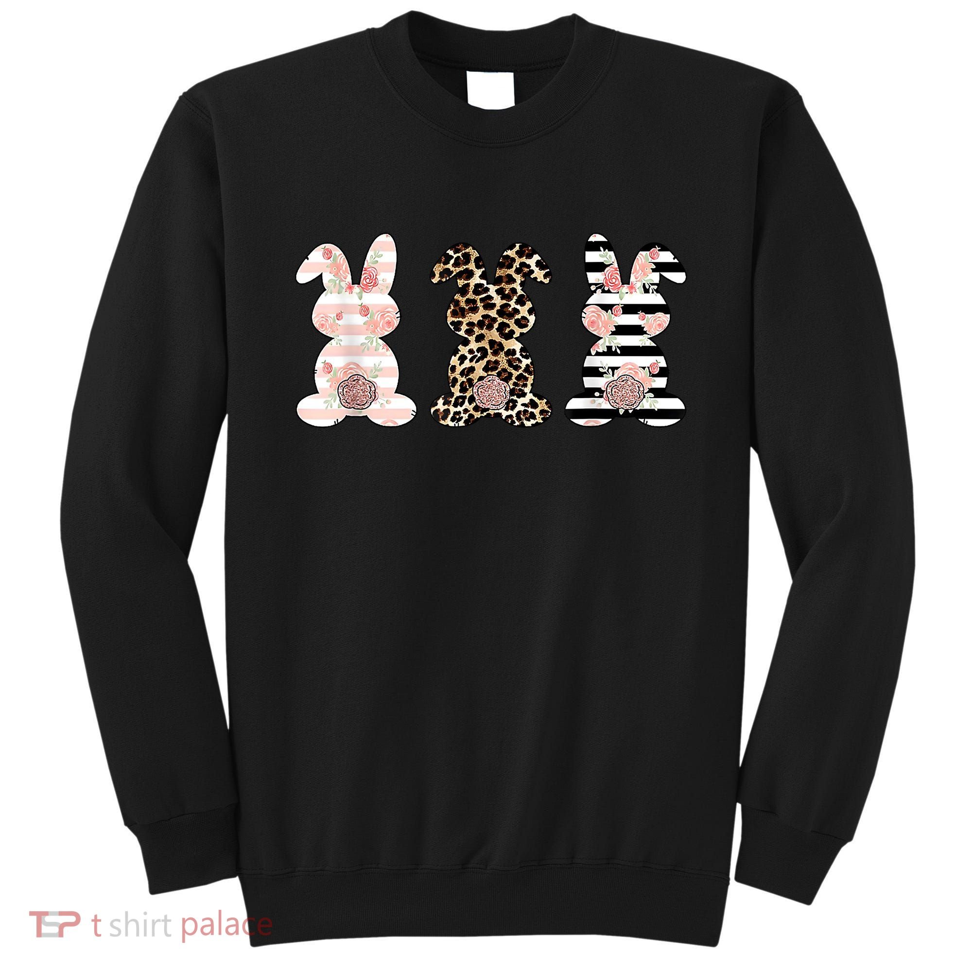 Trio Floral Easter Bunny Cute Sweatshirt