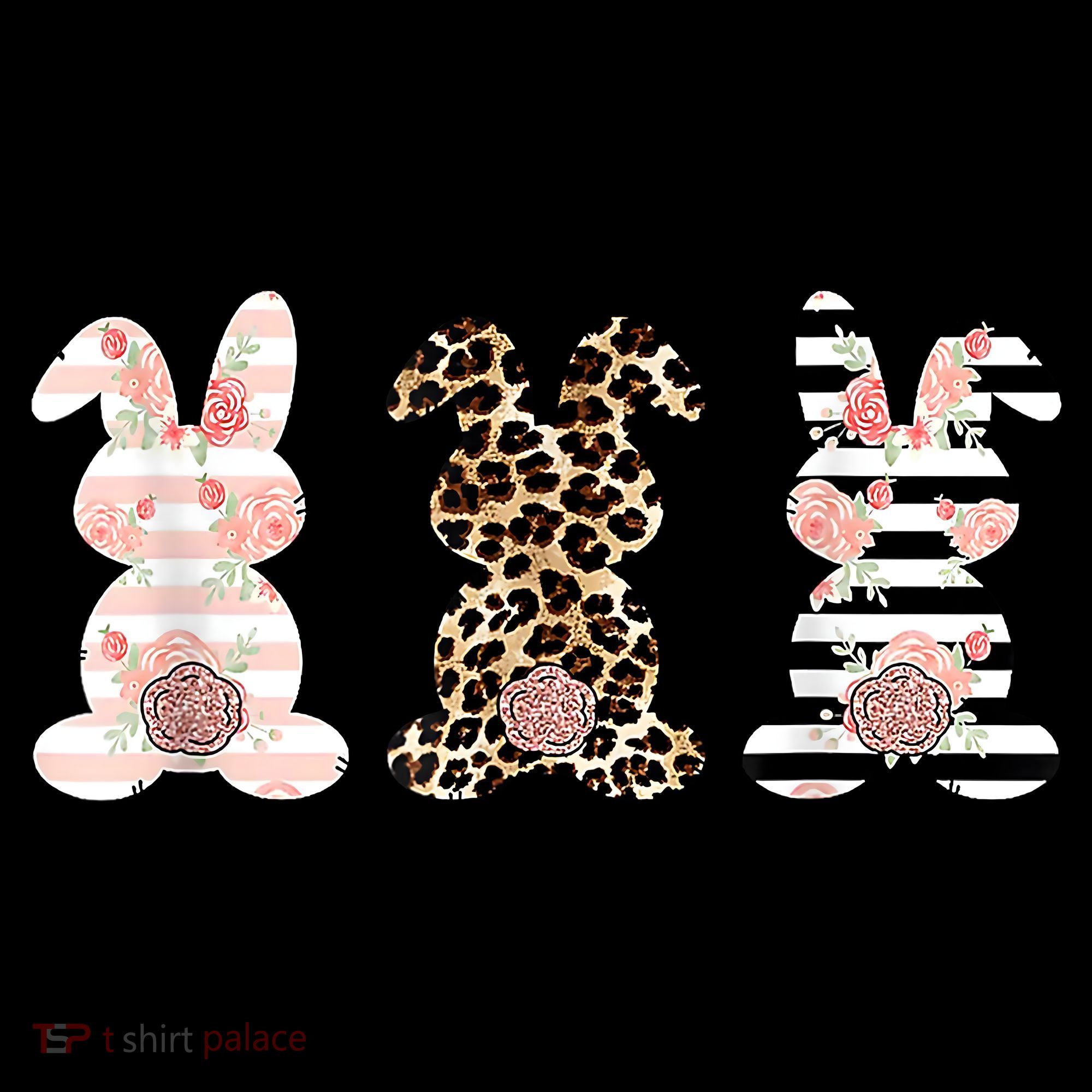 Trio Floral Easter Bunny Cute Coaster