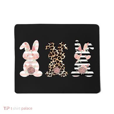Trio Floral Easter Bunny Cute Mousepad