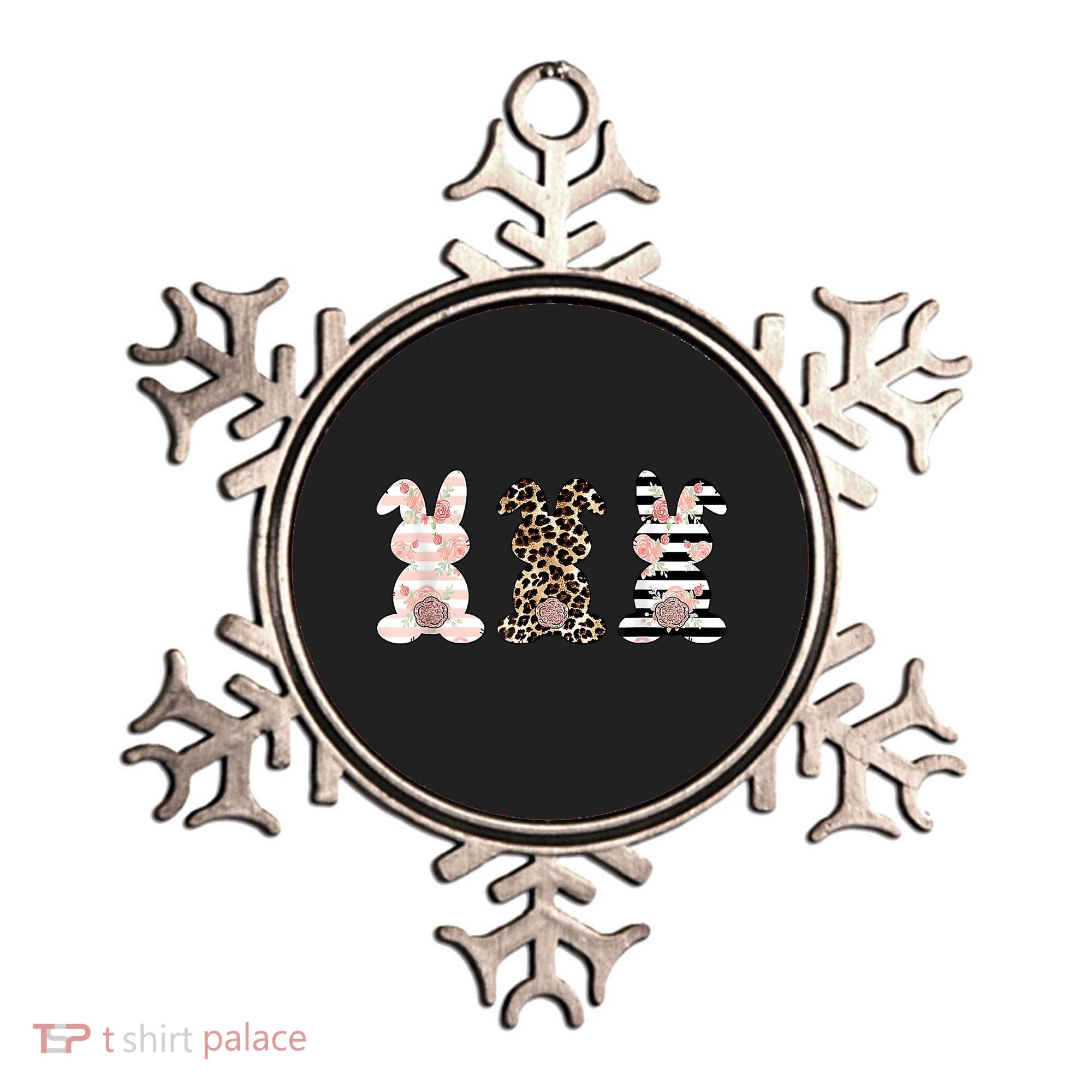 Trio Floral Easter Bunny Cute Ornament