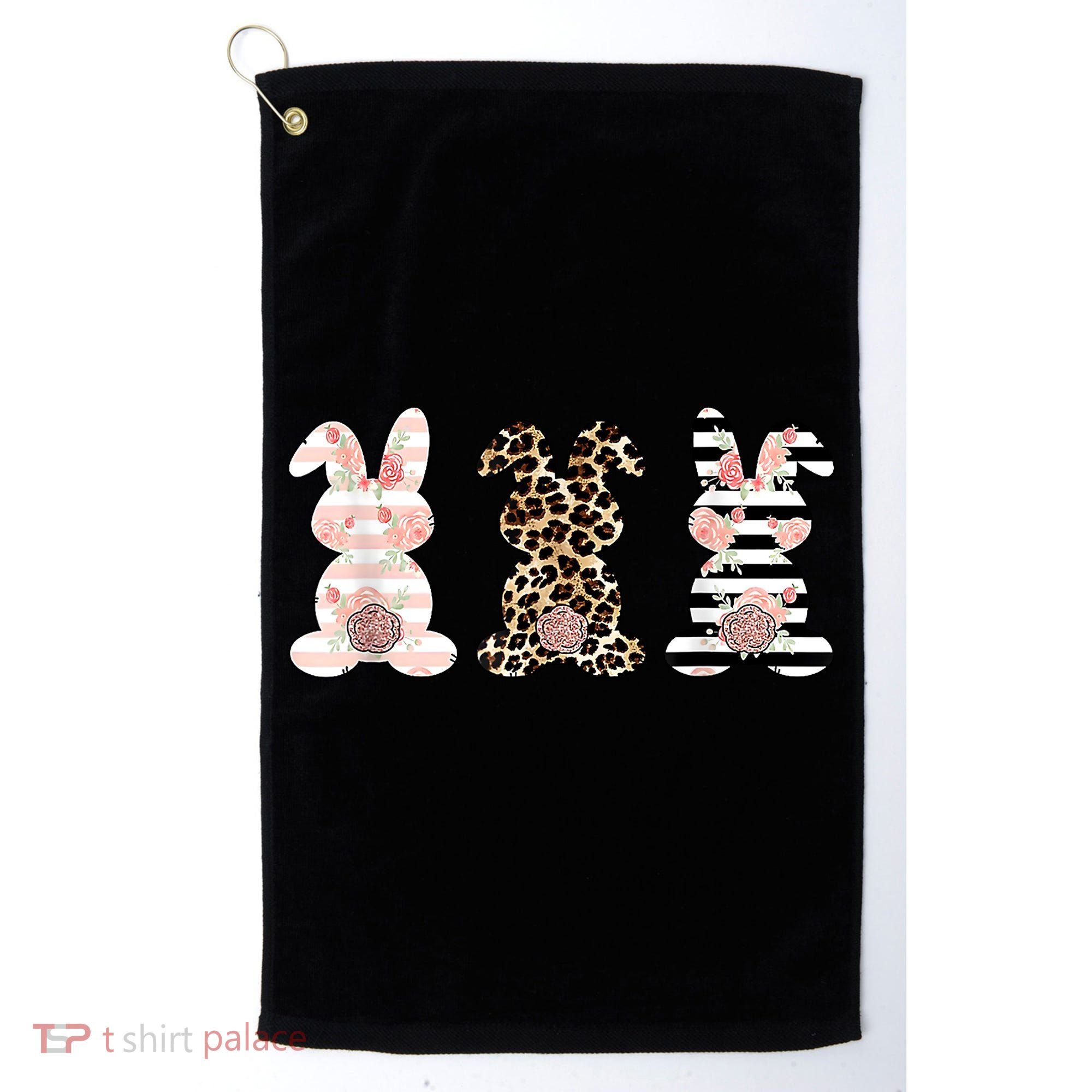 Trio Floral Easter Bunny Cute Golf Towel
