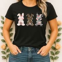 Trio Floral Easter Bunny Cute Women's T-Shirt thumb 2
