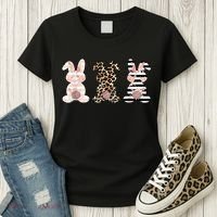 Trio Floral Easter Bunny Cute Women's T-Shirt thumb 3