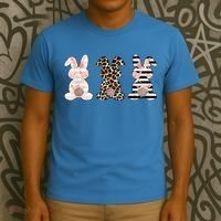 Trio Floral Easter Bunny Cute T-Shirt thumb 3