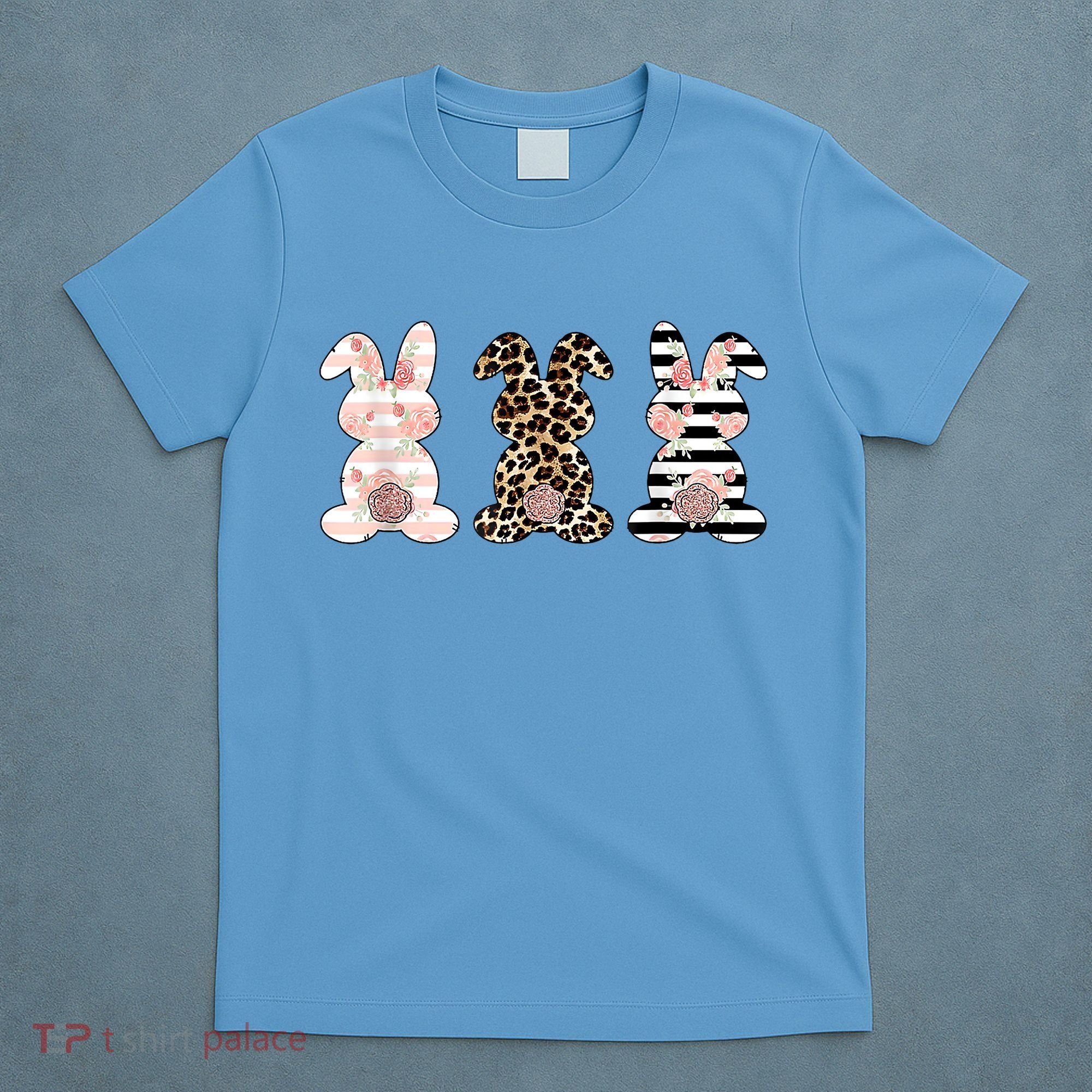 Trio Floral Easter Bunny Cute T-Shirt