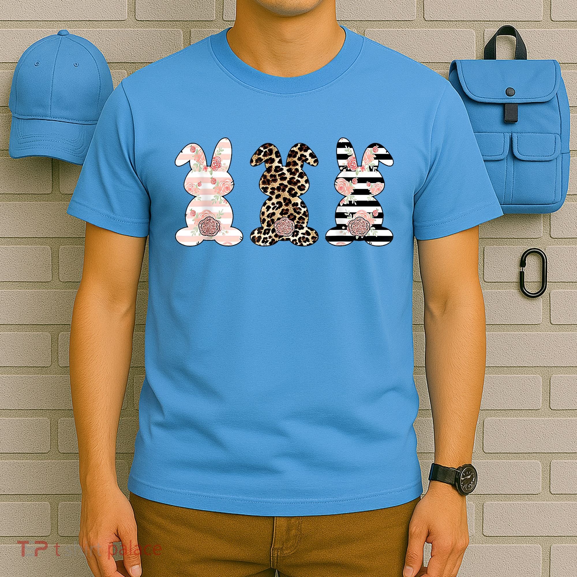 Trio Floral Easter Bunny Cute T-Shirt