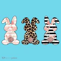 Trio Floral Easter Bunny Cute Button thumb 1