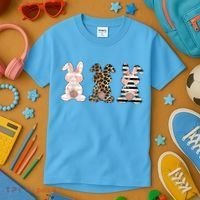 Trio Floral Easter Bunny Cute Kids T-Shirt thumb 3