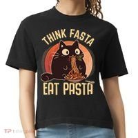 Think Fasta Eat Pasta Cat Comfort Colors Boxy T-Shirt thumb 0