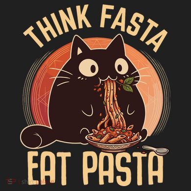 Think Fasta Eat Pasta Cat Comfort Colors Boxy T-Shirt