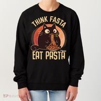 Think Fasta Eat Pasta Cat Women's Sweatshirt thumb 0