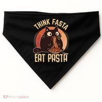 Think Fasta Eat Pasta Cat USA-Made Doggie Bandana thumb 0