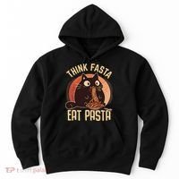 Think Fasta Eat Pasta Cat Hoodie thumb 0