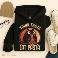 Think Fasta Eat Pasta Cat Hoodie thumb 4