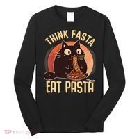 Think Fasta Eat Pasta Cat Long Sleeve Shirt thumb 0