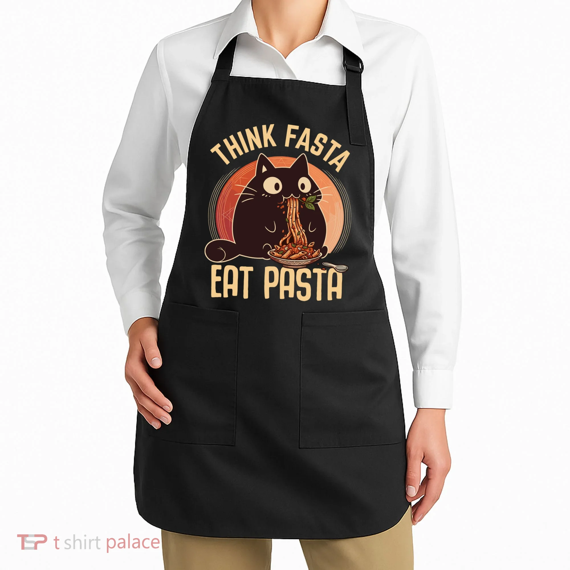Think Fasta Eat Pasta Cat Apron