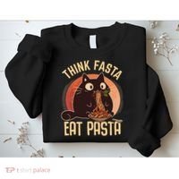 Think Fasta Eat Pasta Cat Sweatshirt thumb 2