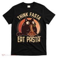 Think Fasta Eat Pasta Cat T-Shirt thumb 0