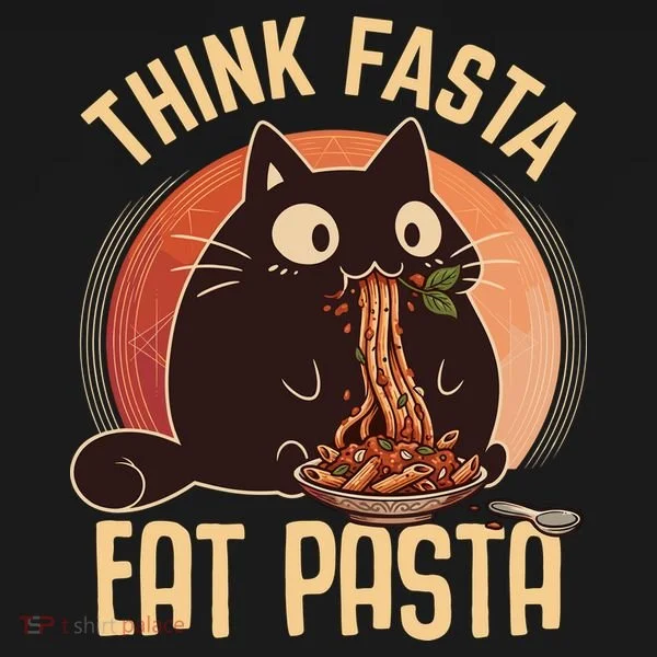 Think Fasta Eat Pasta Cat Bucket Hat