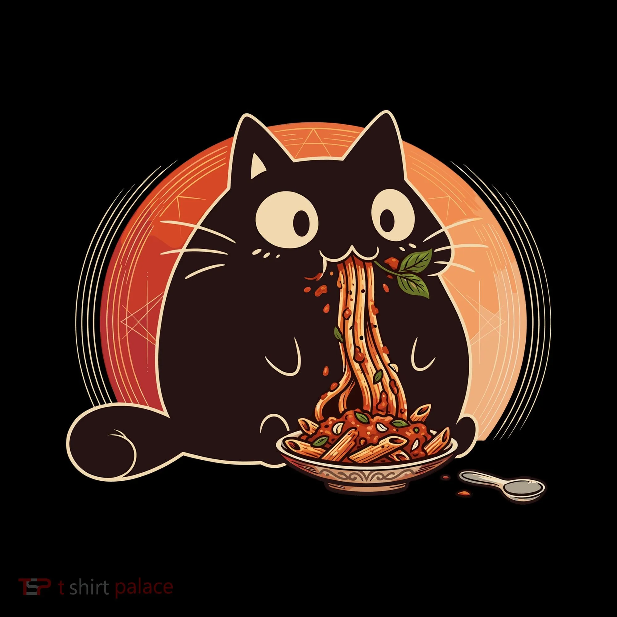 Think Fasta Eat Pasta Cat Coffee Mug