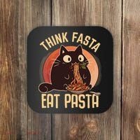 Think Fasta Eat Pasta Cat Coaster thumb 0