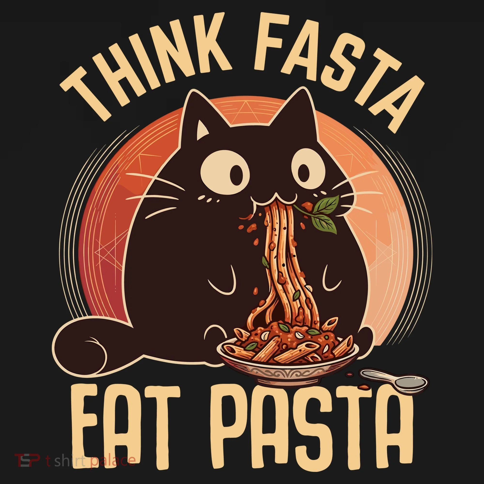 Think Fasta Eat Pasta Cat Coaster
