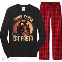Think Fasta Eat Pasta Cat Long Sleeve Pajama Set thumb 0