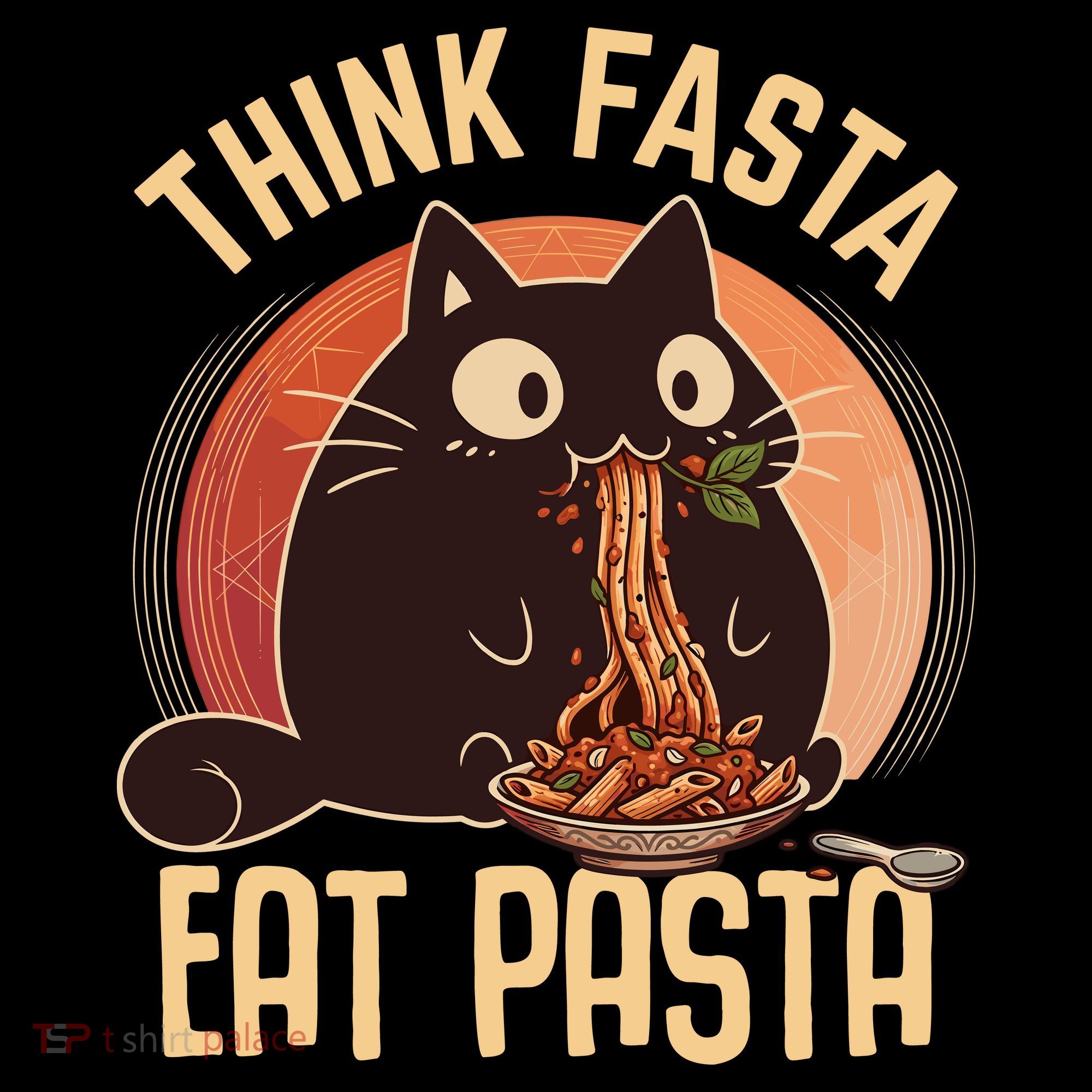Think Fasta Eat Pasta Cat Women's Hoodie