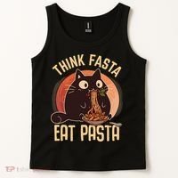 Think Fasta Eat Pasta Cat Tank Top thumb 2