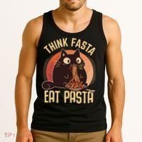 Think Fasta Eat Pasta Cat Tank Top thumb 3