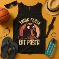 Think Fasta Eat Pasta Cat Tank Top thumb 4
