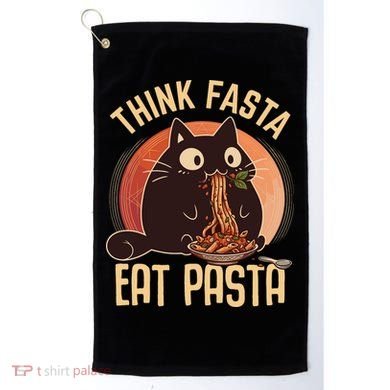 Think Fasta Eat Pasta Cat Golf Towel