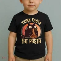 Think Fasta Eat Pasta Cat Toddler T-Shirt thumb 2