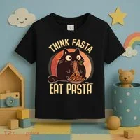Think Fasta Eat Pasta Cat Toddler T-Shirt thumb 3
