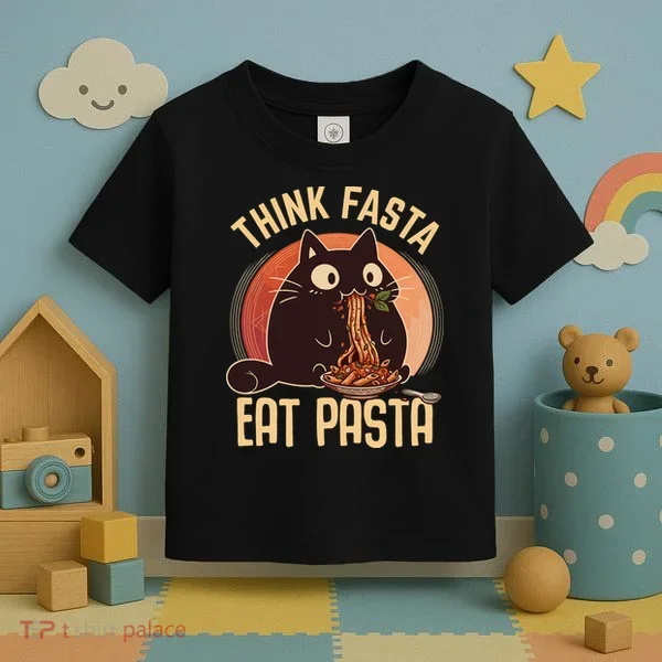 Think Fasta Eat Pasta Cat Toddler T-Shirt