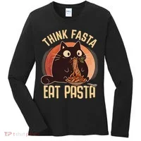 Think Fasta Eat Pasta Cat Women's Long Sleeve Shirt thumb 0