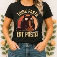 Think Fasta Eat Pasta Cat Women's T-Shirt thumb 2