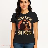 Think Fasta Eat Pasta Cat Women's T-Shirt thumb 4