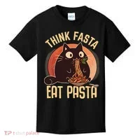 Think Fasta Eat Pasta Cat Kids T-Shirt thumb 0