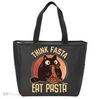 Think Fasta Eat Pasta Cat Tote Bag thumb 0