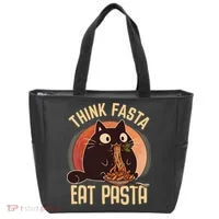 Think Fasta Eat Pasta Cat Tote Bag thumb 0