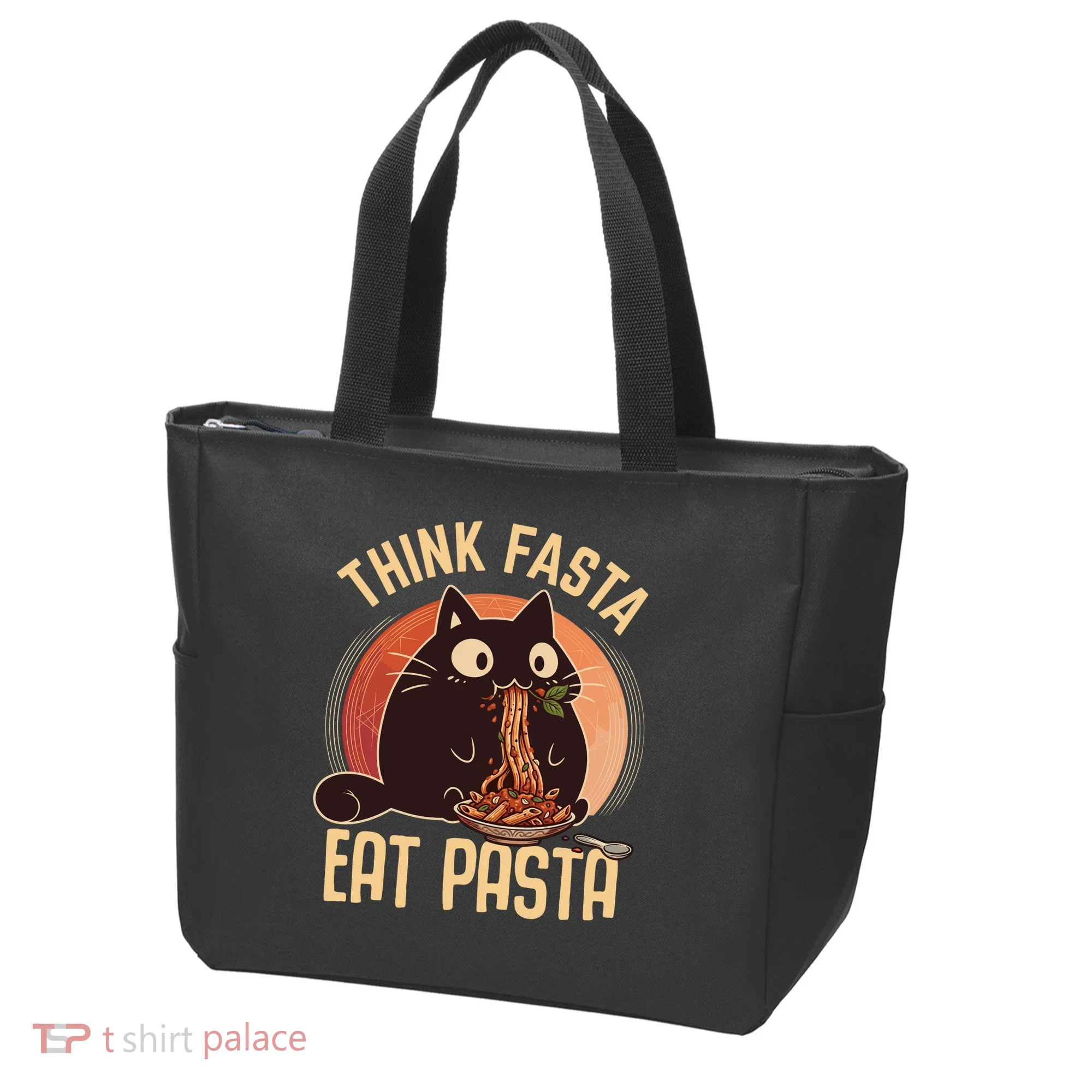 Think Fasta Eat Pasta Cat Tote Bag