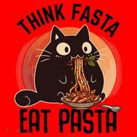 Think Fasta Eat Pasta Cat Santa Hat thumb 1