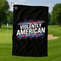 The Fat Electrician Violently American Golf Towel thumb 1