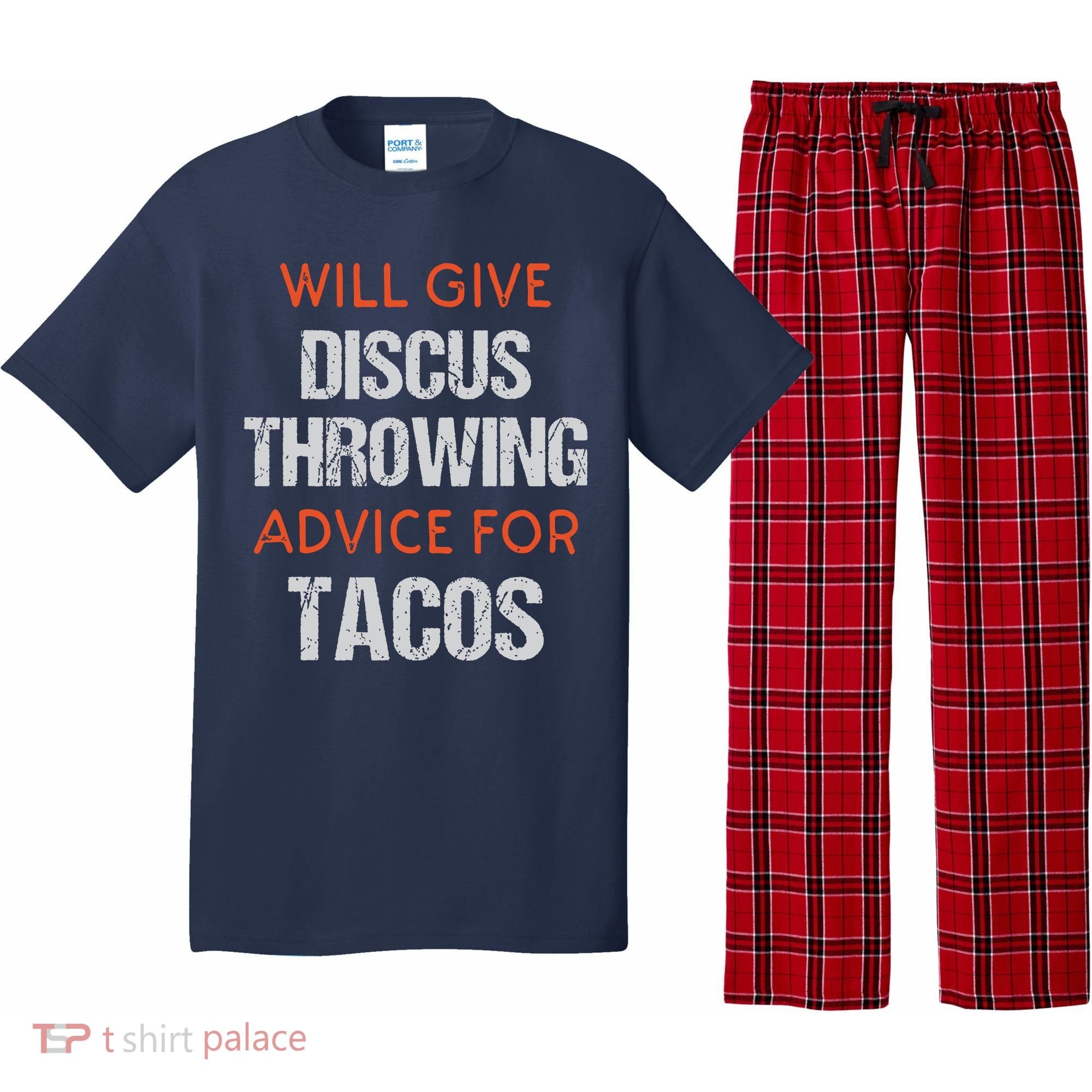 Track Field Events Throwing Humor Funny Discus Thrower Pajama Set